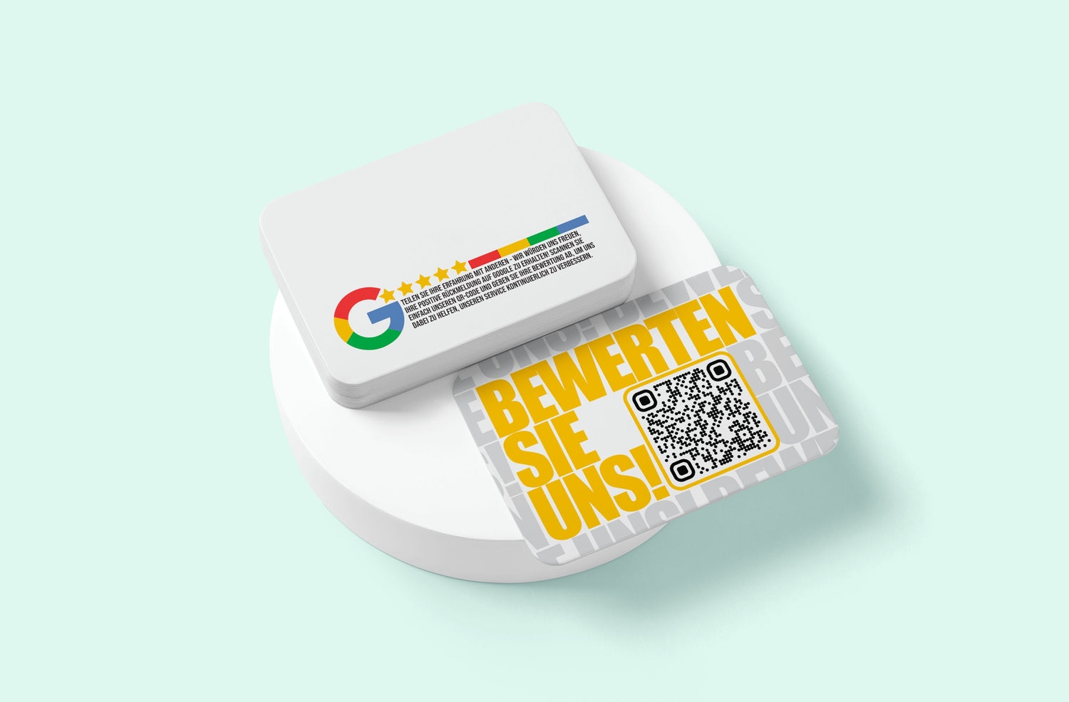 Gelbe Feedback-Karten mit QR-Code – Bold Schrift, Cooles Design