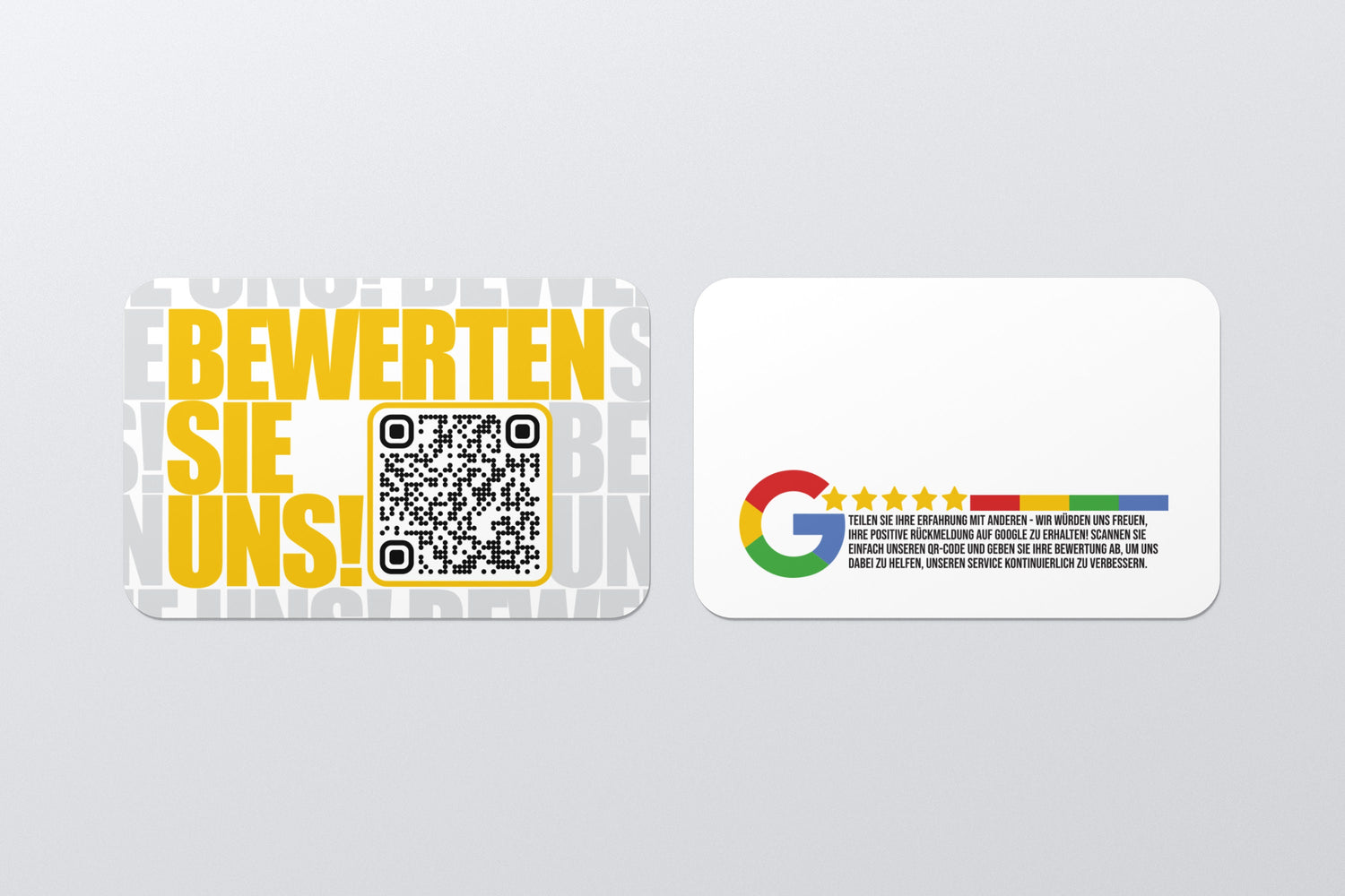 Gelbe Feedback-Karten mit QR-Code – Bold Schrift, Cooles Design