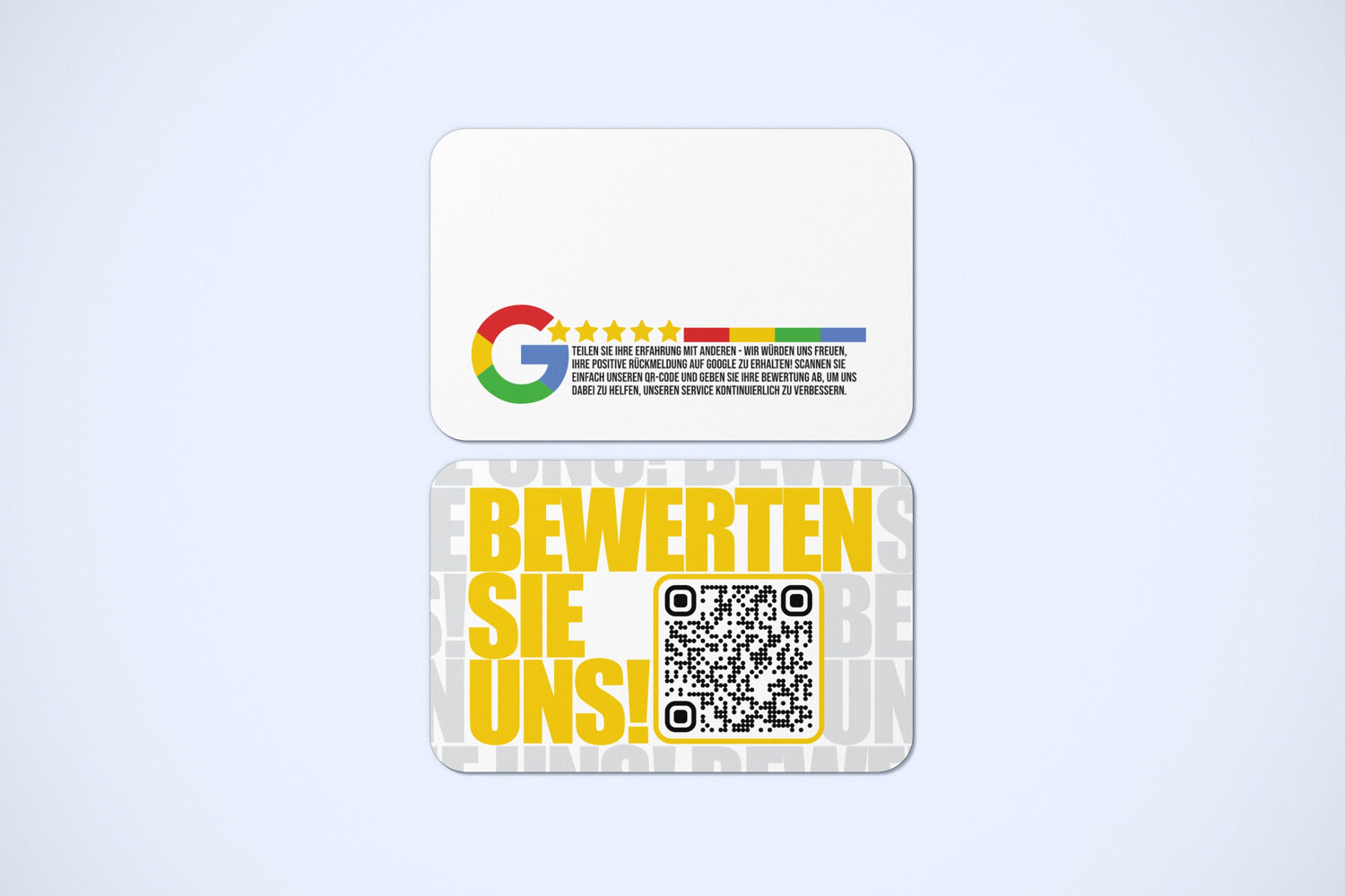 Gelbe Feedback-Karten mit QR-Code – Bold Schrift, Cooles Design