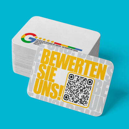 Gelbe Feedback-Karten mit QR-Code – Bold Schrift, Cooles Design