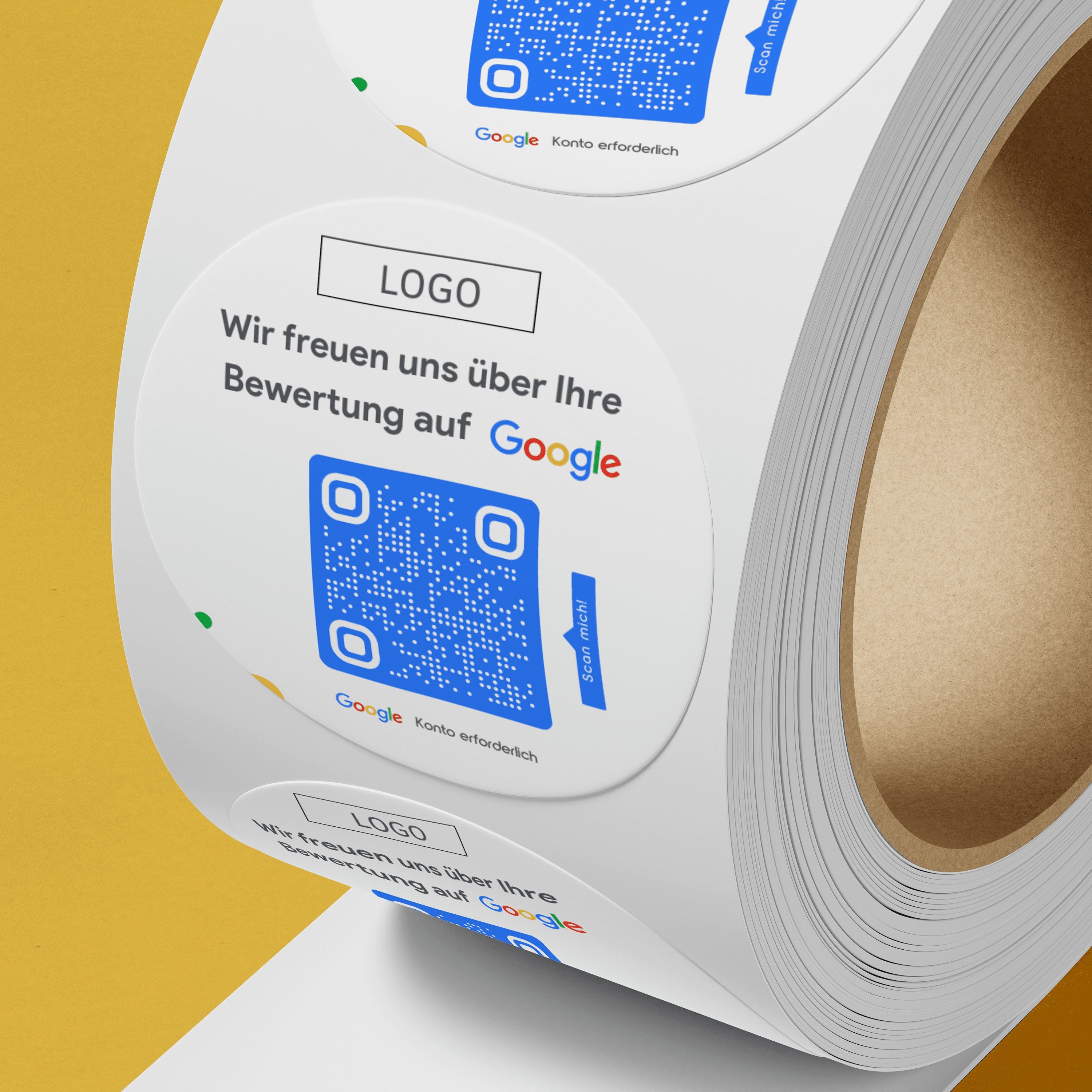 Google Bewertung Logo QR-Code Sticker - Personalisierte Etiketten auf Rolle Modern