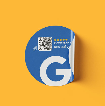 Google Bewertung QR-Code Sticker - Personalisierte Etiketten auf Rolle Blau