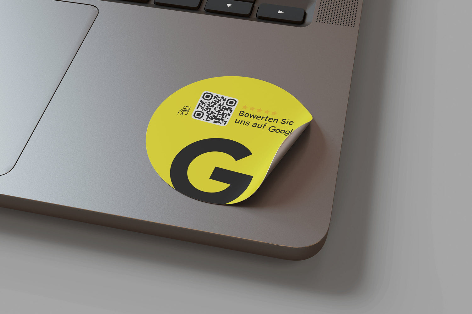 Google Bewertung QR-Code Sticker - Personalisierte Etiketten auf Rolle Gelb