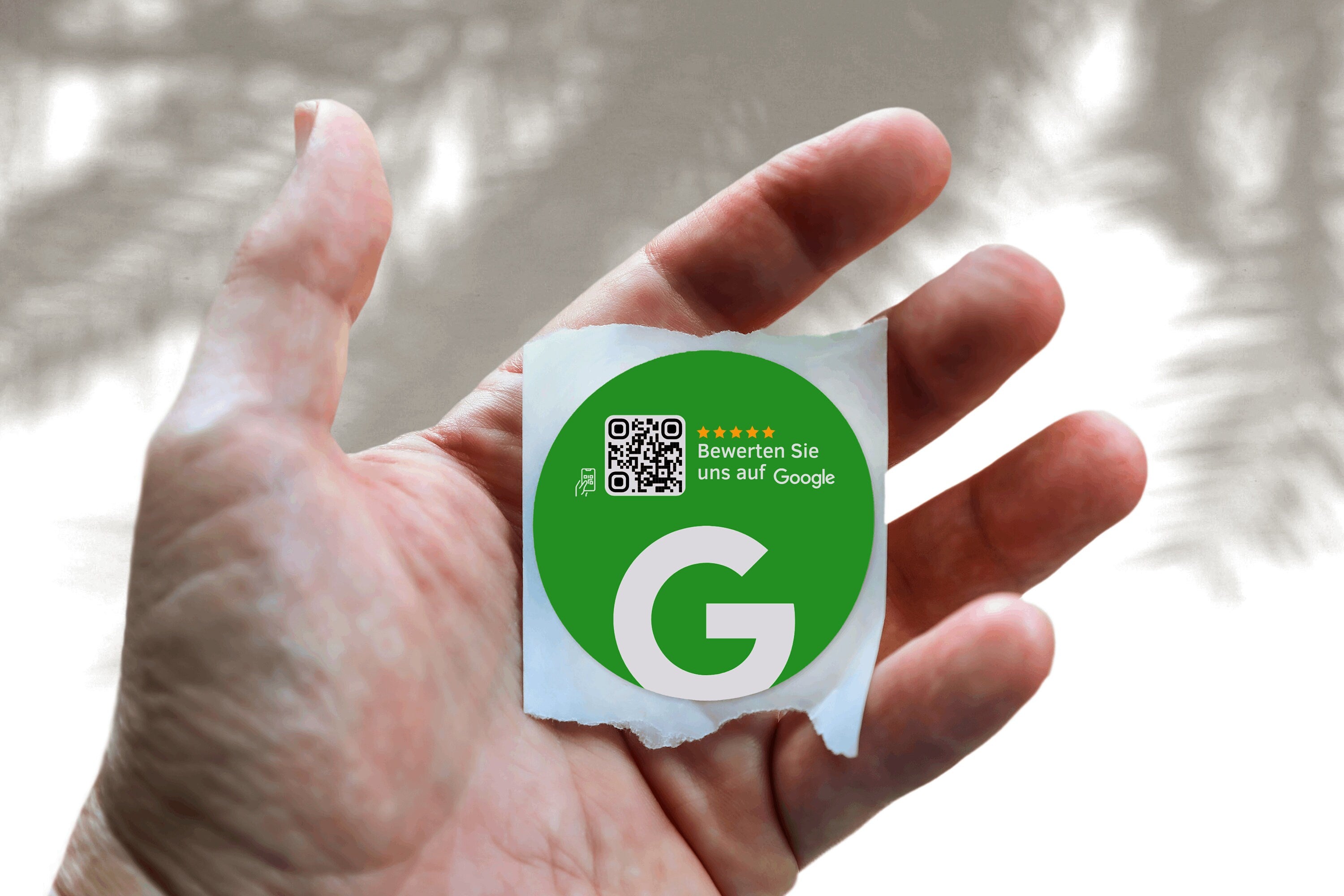 Google Bewertung QR-Code Sticker - Personalisierte Etiketten auf Rolle Grün