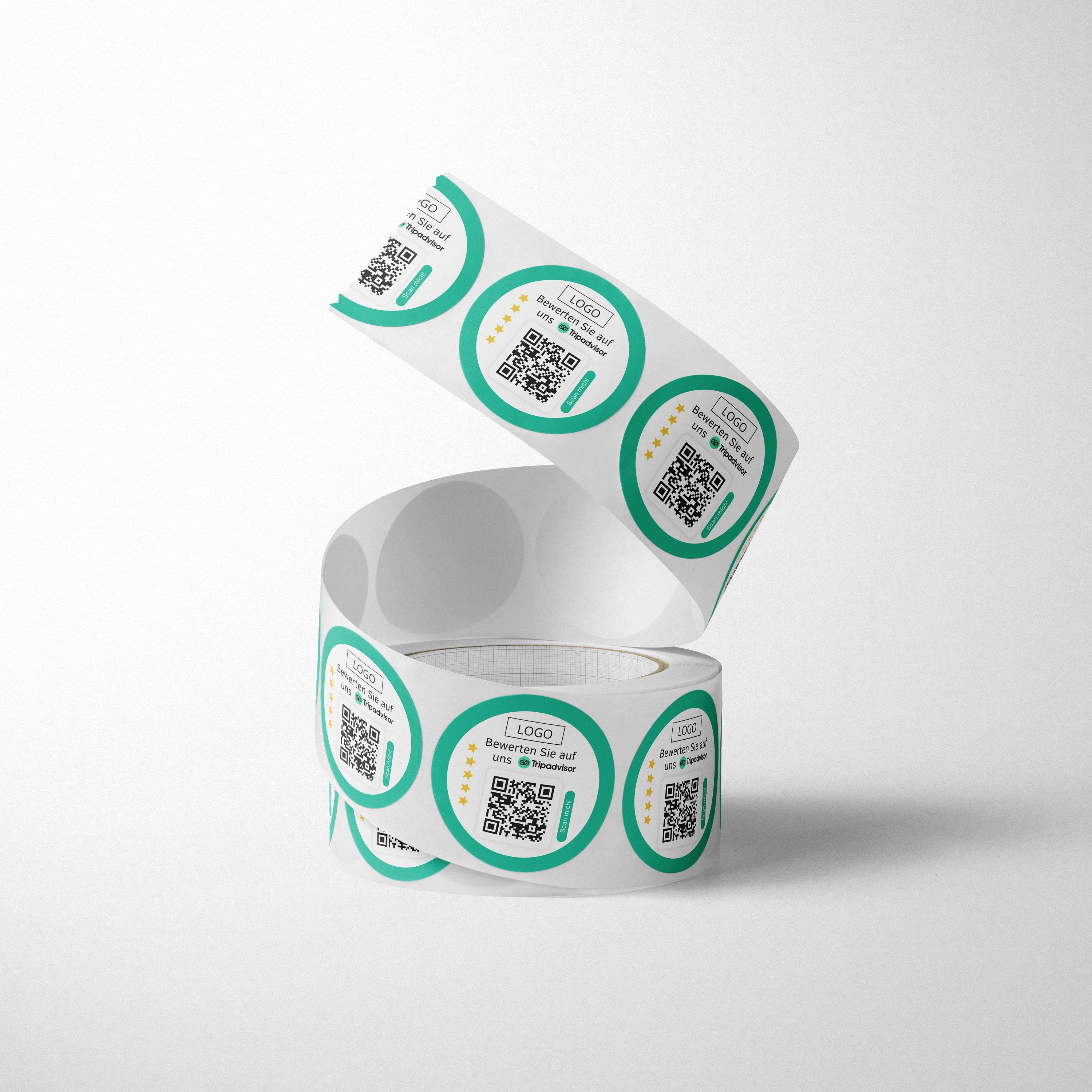 Tripadvisor Bewertung QR-Code Sticker - Personalisierte Etiketten auf Rolle mit Logo