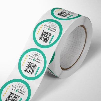 Tripadvisor Bewertung QR-Code Sticker - Personalisierte Etiketten auf Rolle mit Logo