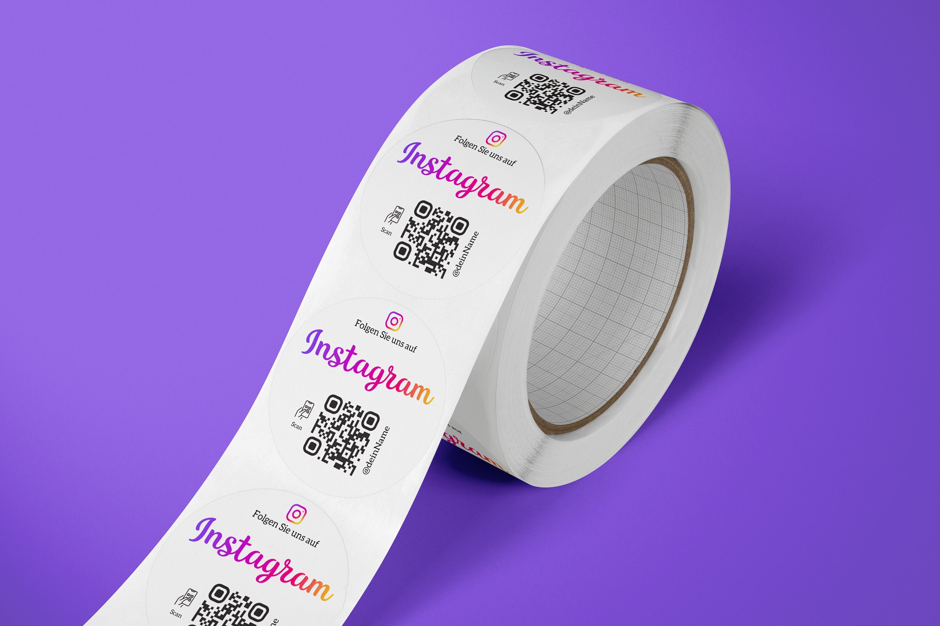 Instagram Follower QR-Code Sticker - Personalisierte Etiketten auf Rolle 1