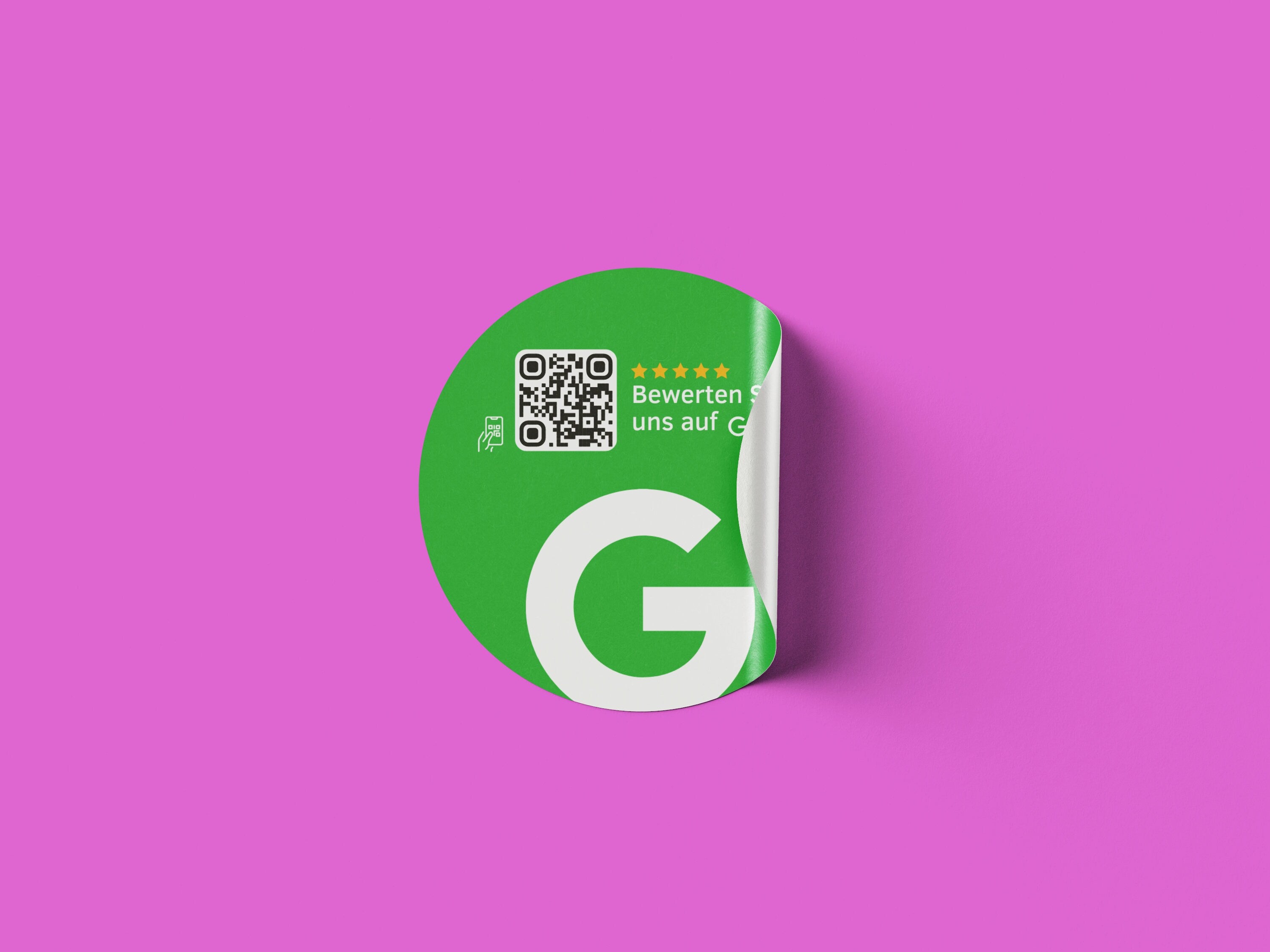 Google Bewertung QR-Code Sticker - Personalisierte Etiketten auf Rolle Grün