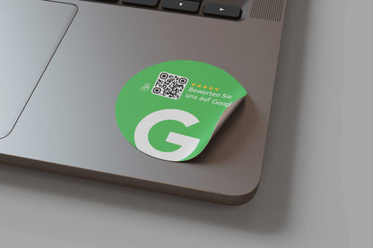 Google Bewertung QR-Code Sticker - Personalisierte Etiketten auf Rolle Grün