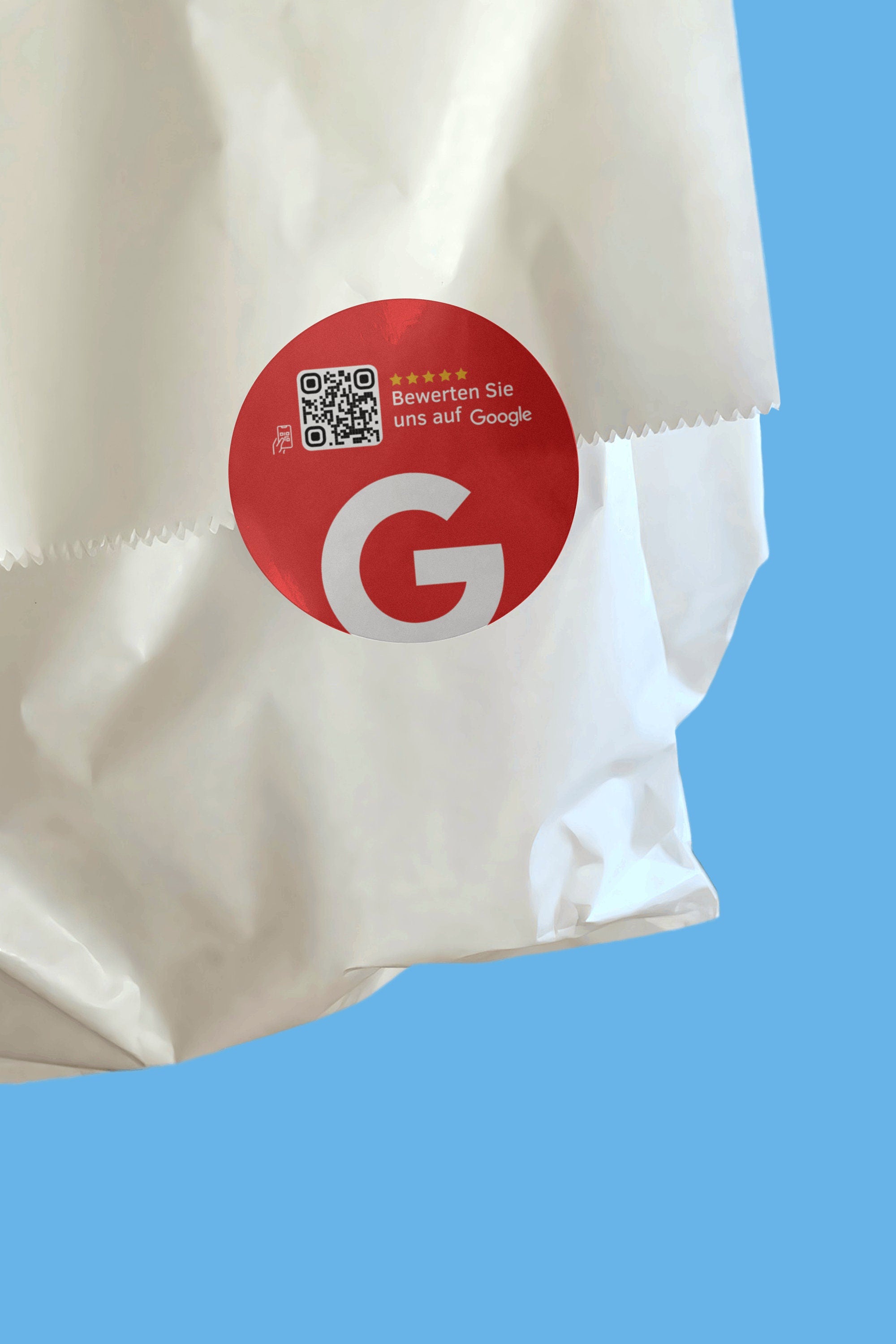 Google Bewertung QR-Code Sticker - Personalisierte Etiketten auf Rolle Rot