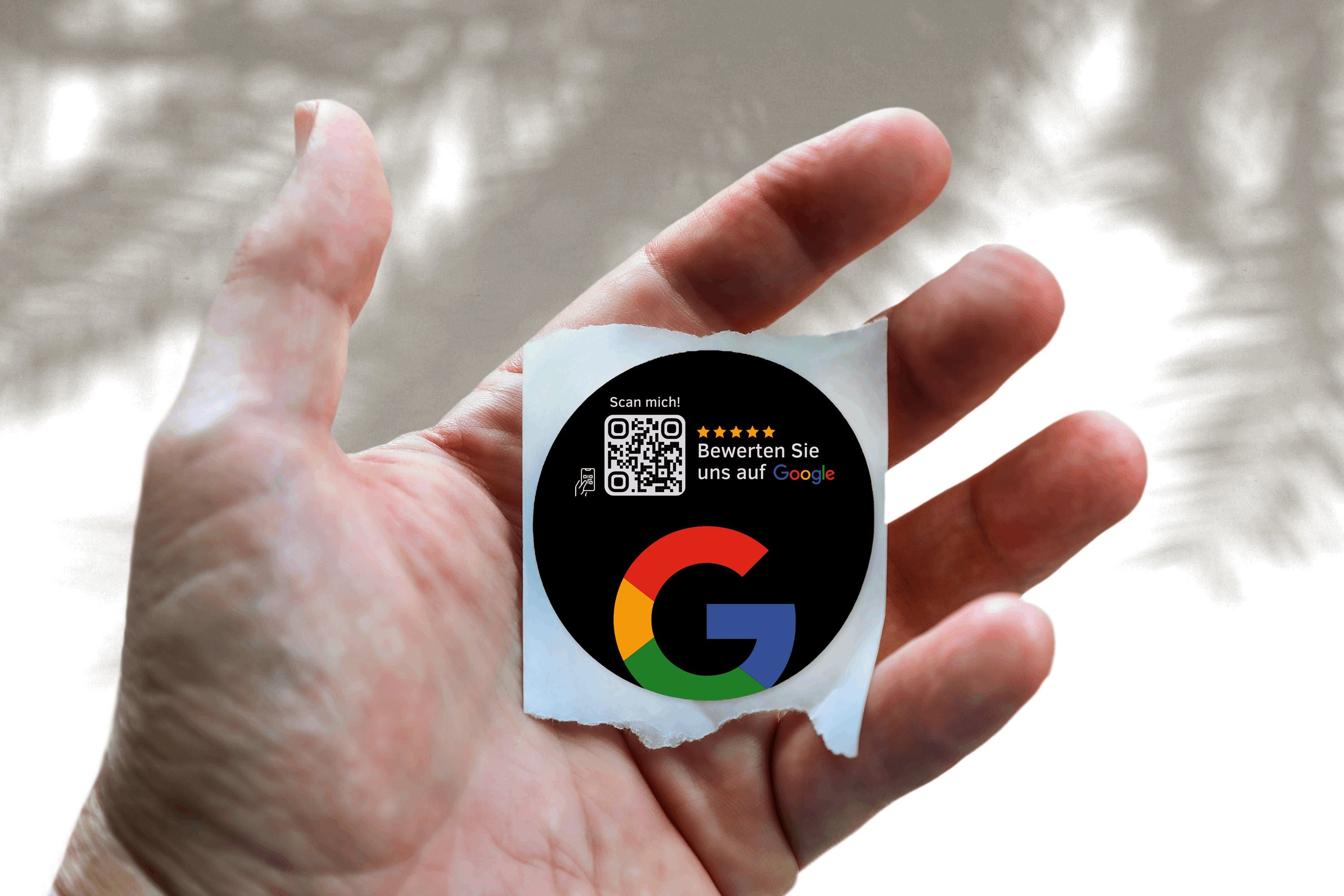 Google Bewertung QR-Code Sticker - Personalisierte Etiketten auf Rolle Schwarz