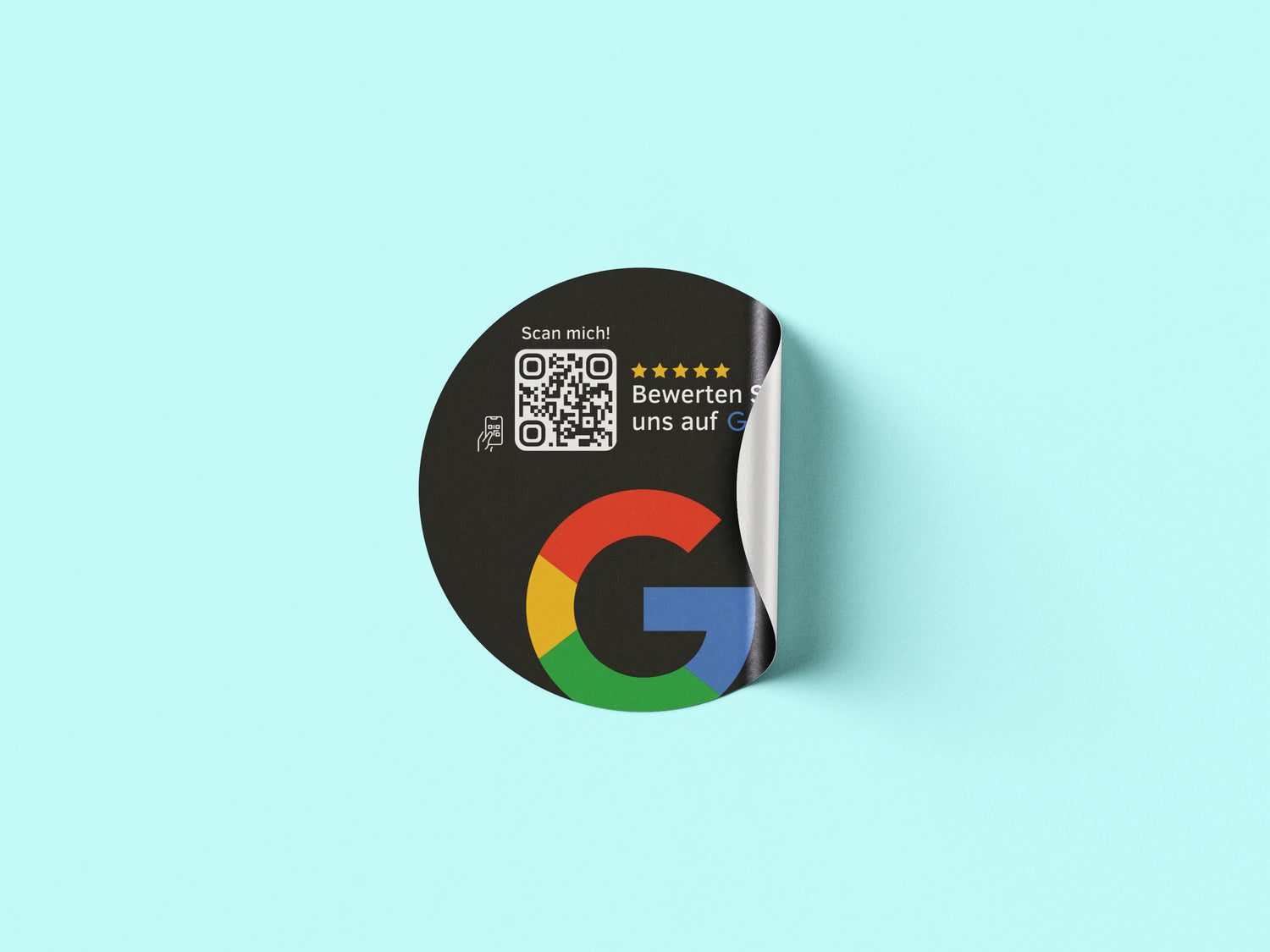 Google Bewertung QR-Code Sticker - Personalisierte Etiketten auf Rolle Schwarz