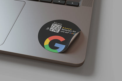 Google Bewertung QR-Code Sticker - Personalisierte Etiketten auf Rolle Schwarz