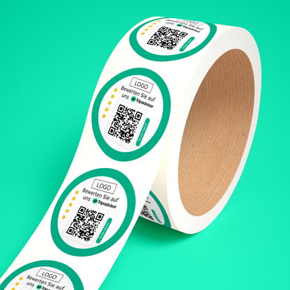 Tripadvisor Bewertung QR-Code Sticker - Personalisierte Etiketten auf Rolle mit Logo