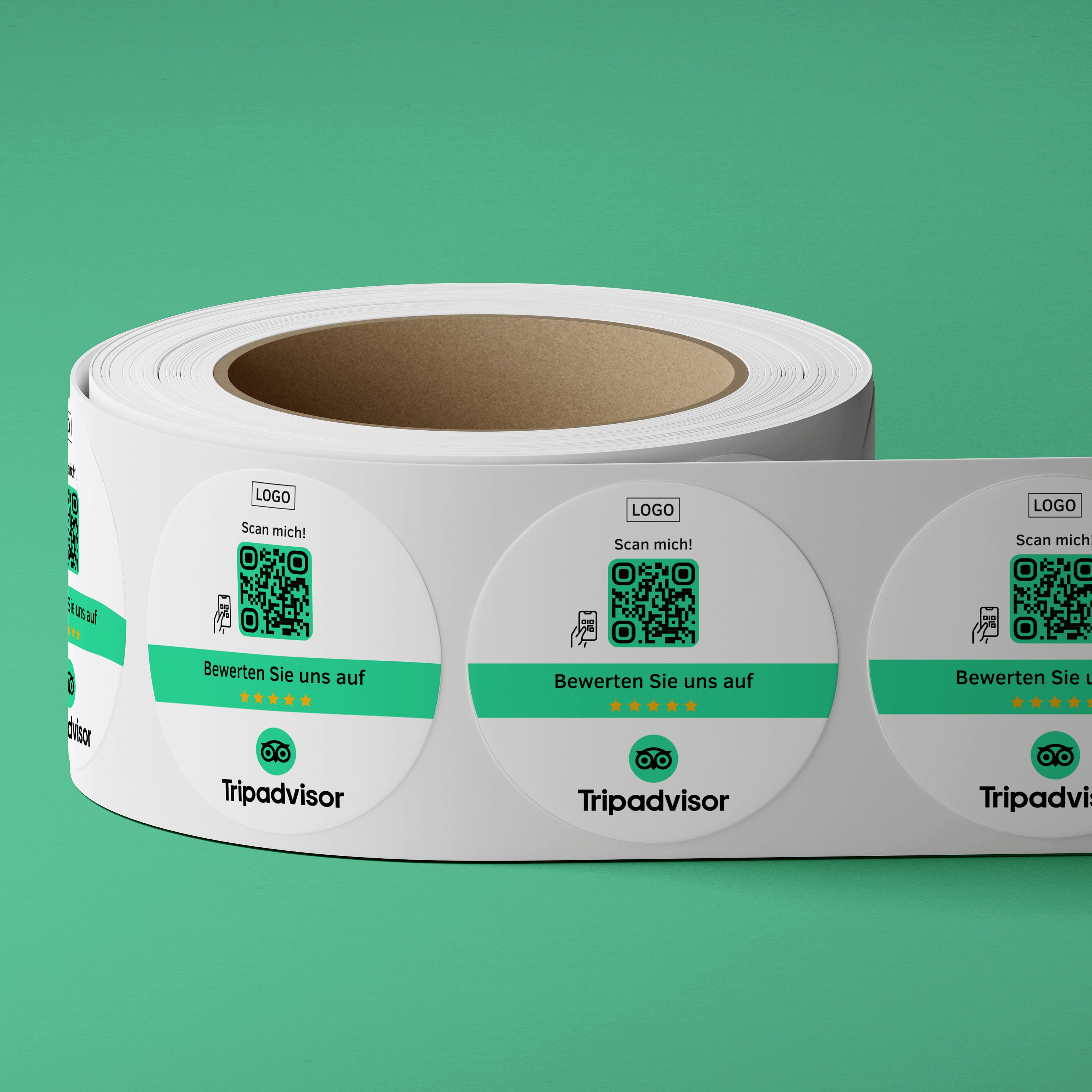 Tripadvisor Bewertung QR-Code Sticker - Personalisierte Etiketten auf Rolle