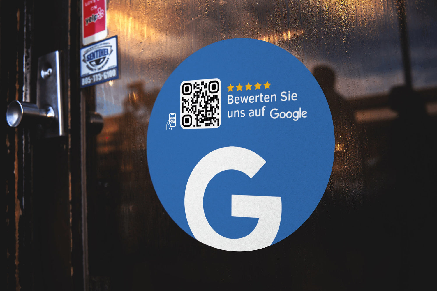 Scheibenaufkleber Google Bewertungen mit QR-Code - Blau