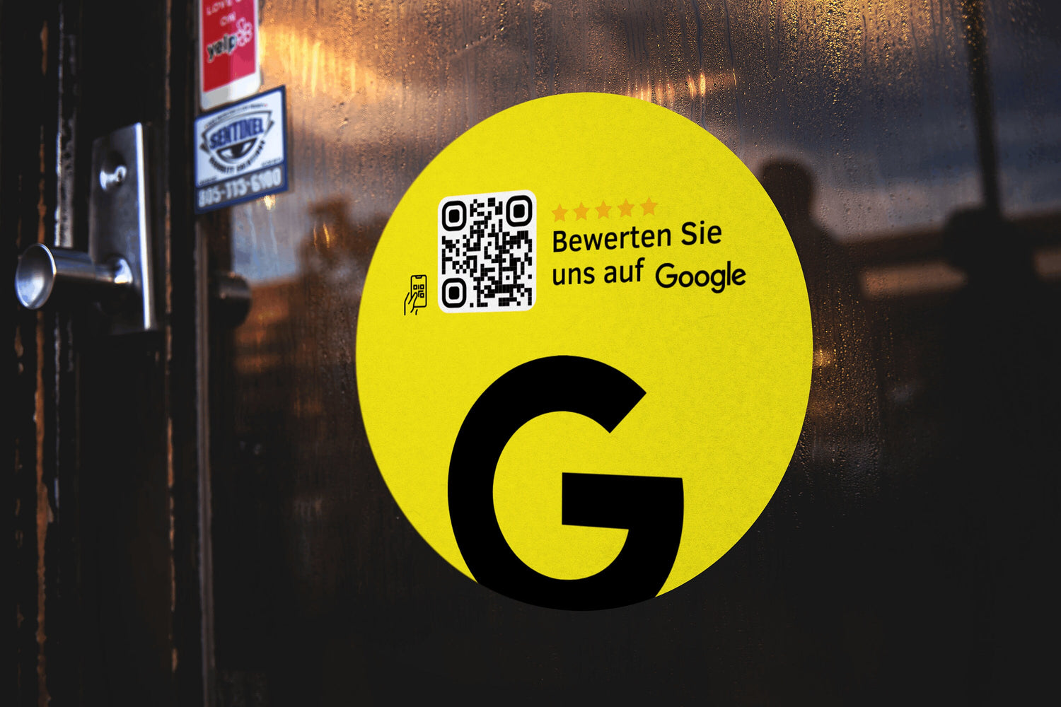 Scheibenaufkleber Google Bewertungen mit QR-Code - Gelb