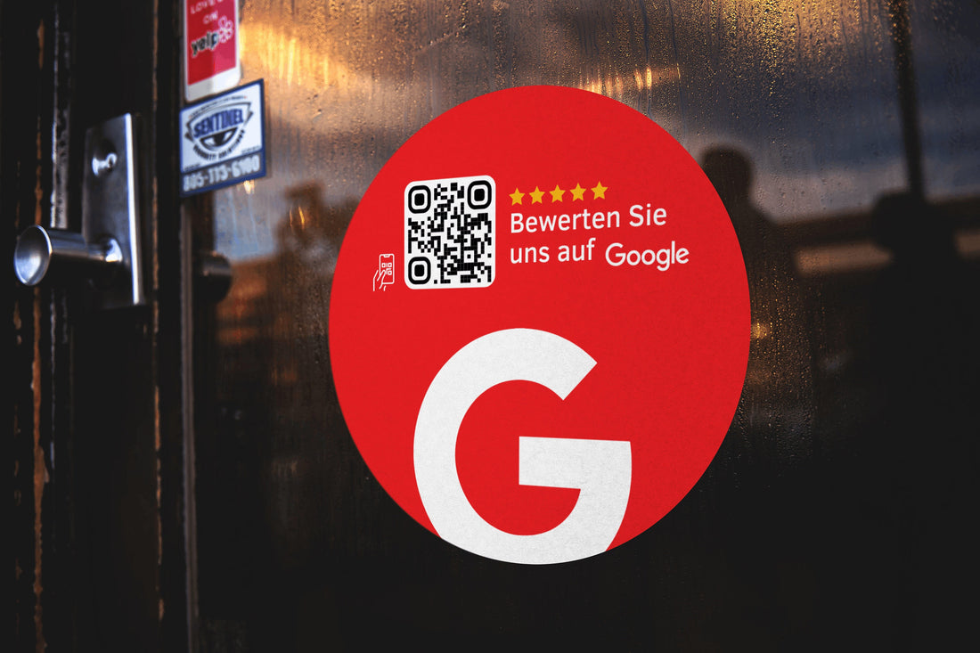 Scheibenaufkleber Google Bewertungen mit QR-Code - Rot