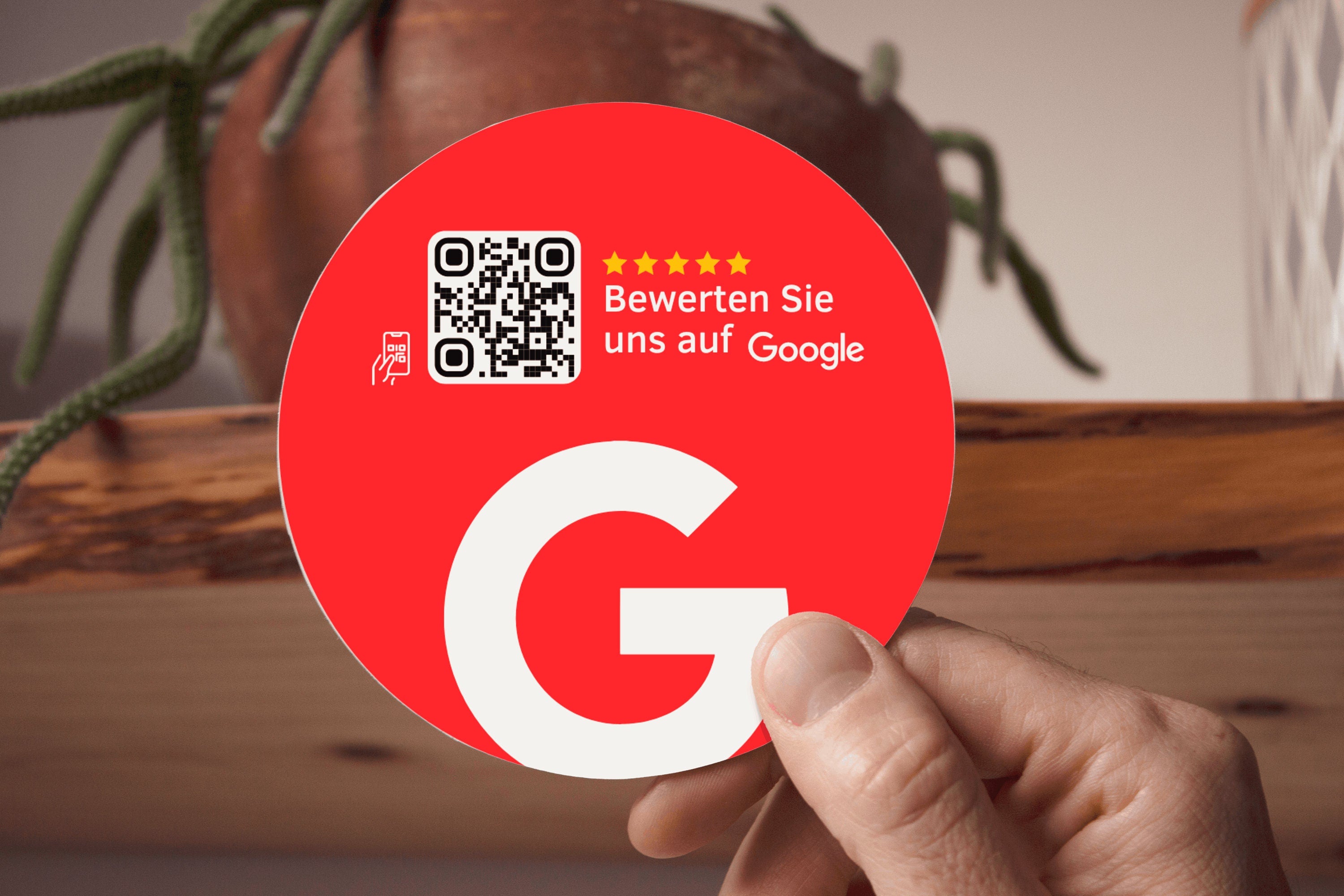 Scheibenaufkleber Google Bewertungen mit QR-Code - Rot