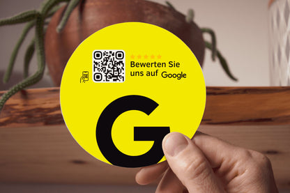 Scheibenaufkleber Google Bewertungen mit QR-Code - Gelb