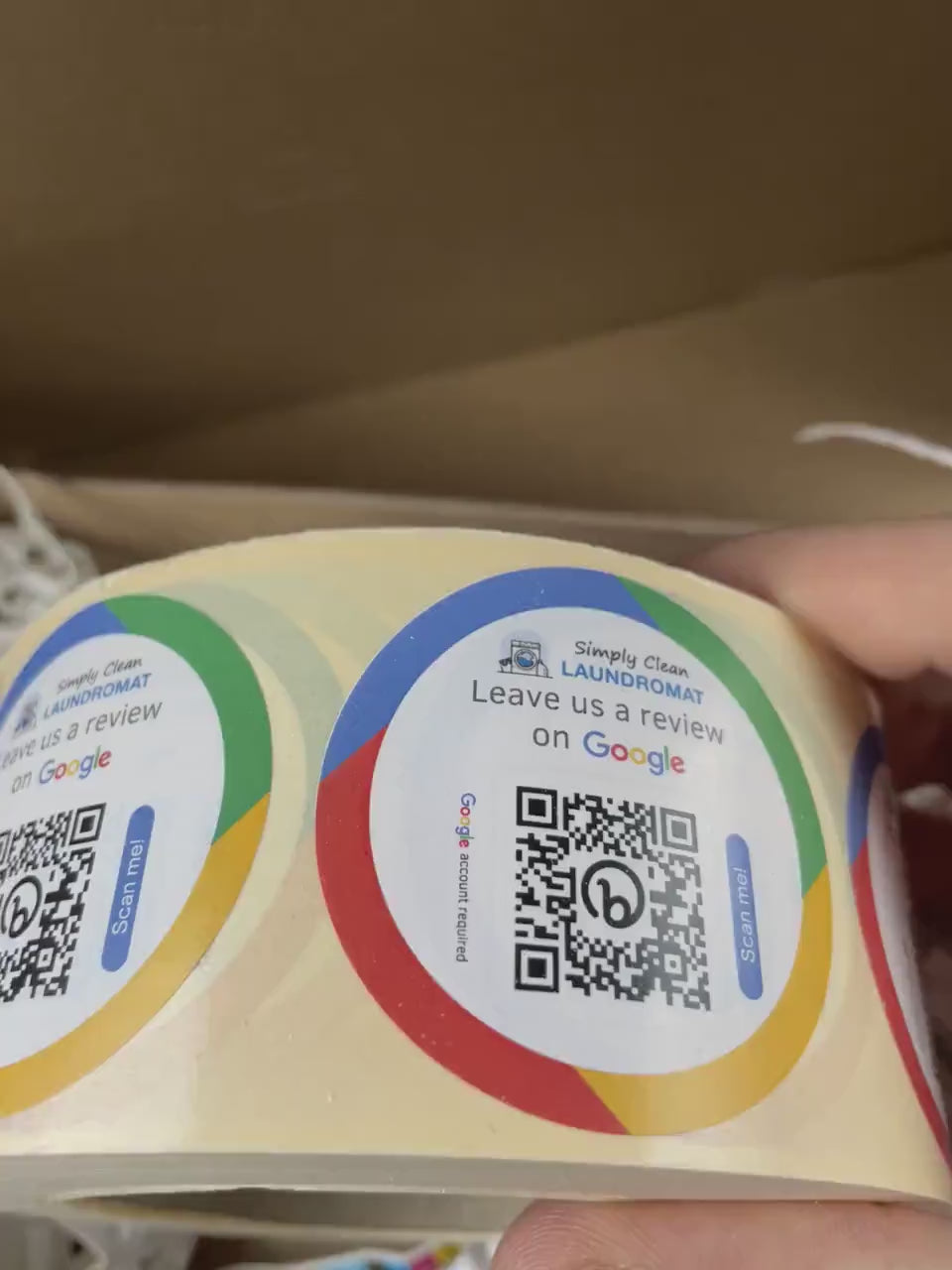 Google Bewertung Logo QR-Code Sticker - Personalisierte Etiketten auf Rolle