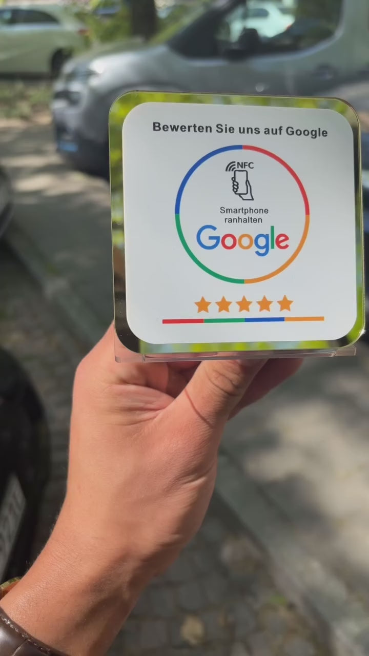 Acryl NFC-Aufsteller mit QR für Google Bewertungen
